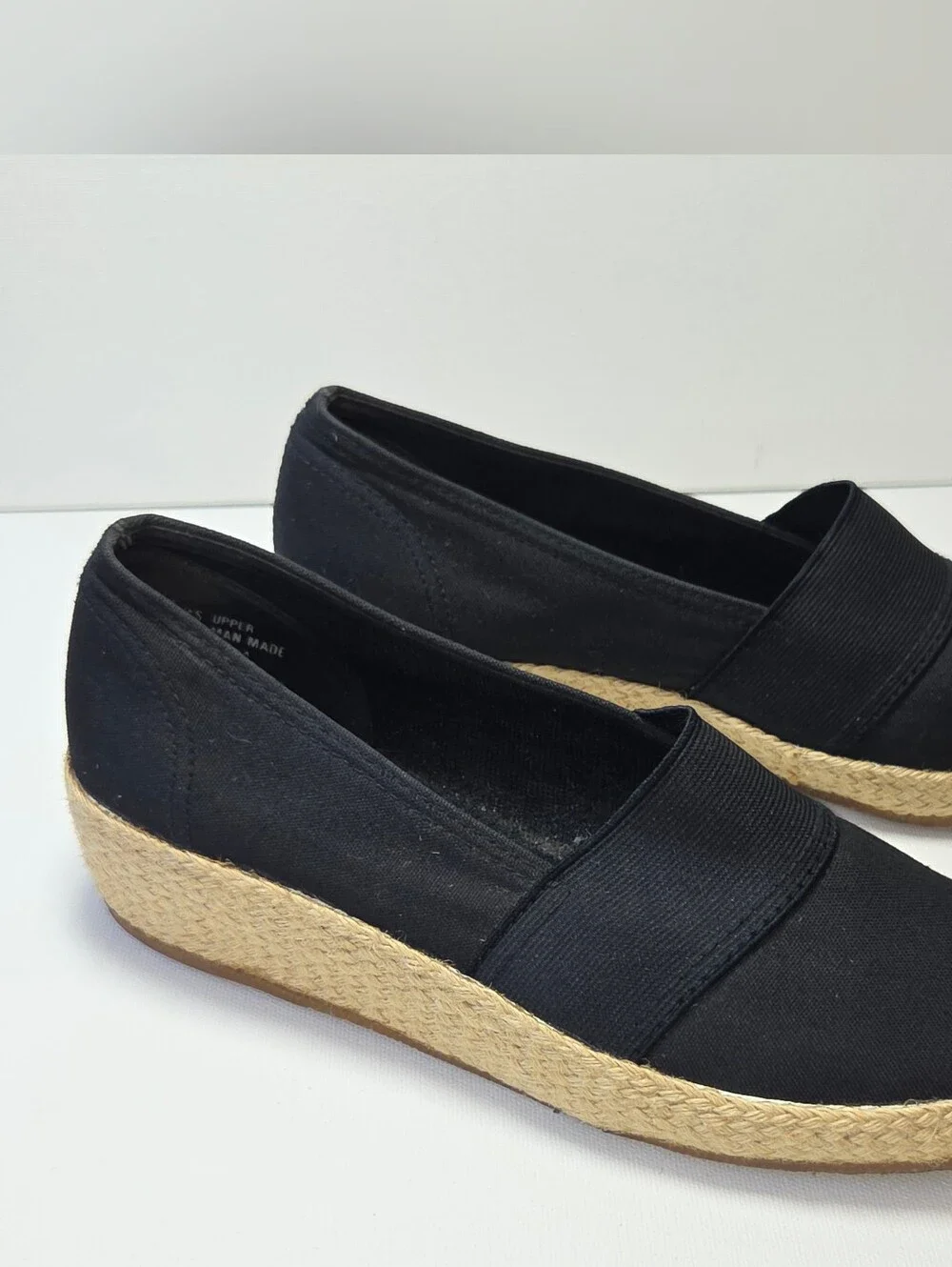 Garden Sport Black Espadrille Wedge Slip On Shoes Women's 8W Wide